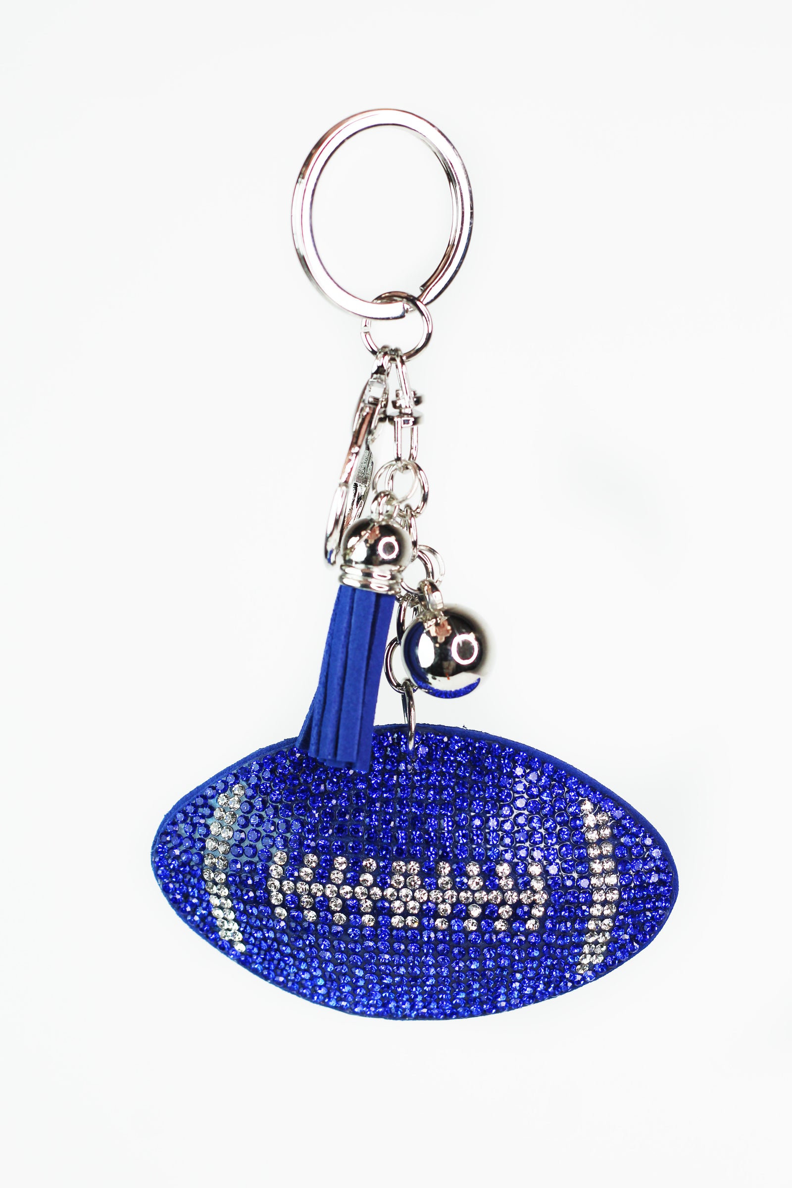 Puffy Rhinestone Football Keychain