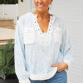 Hooded See Through Button Down Top