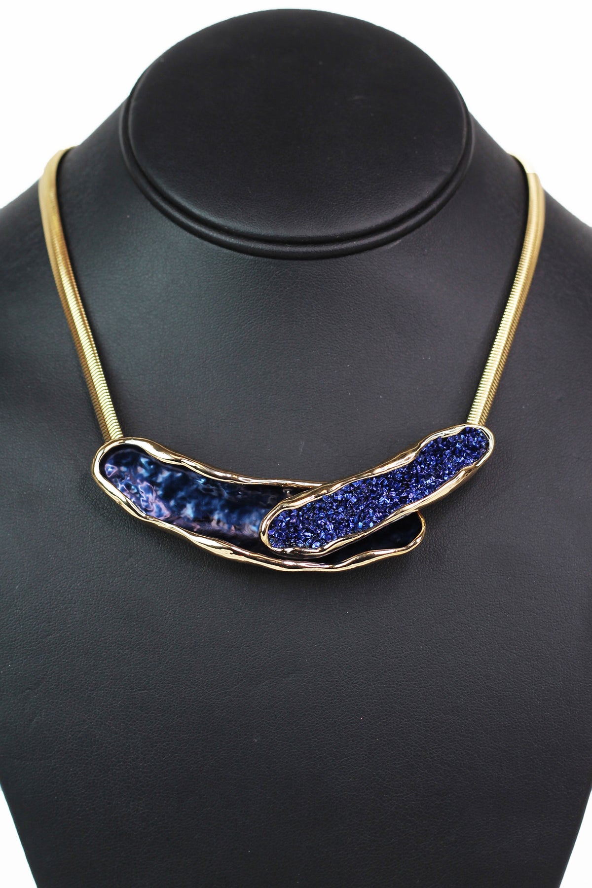 Textured Metal Trimmed Ovals Statement Necklace - Glitz & Ears Boutique