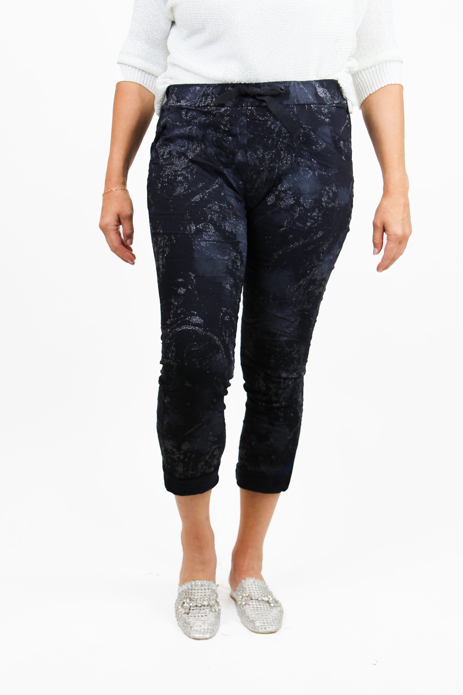 Swirl Glitter Joggers with Front Tie