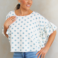 Boxy Polka Dot Top w/ Ruffle Sleeves