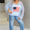 Open Knit Hoodie w/ USA Flag Center