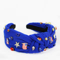 Knotted Headband w/ US Flag Stars & Rhinestone Accents