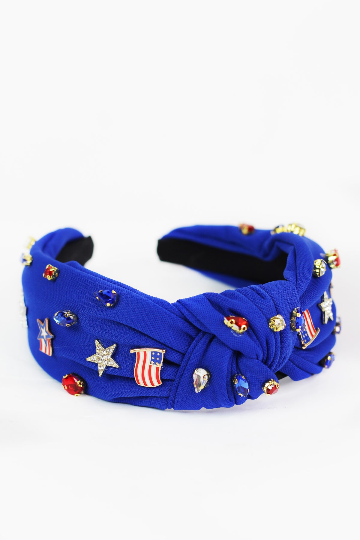 Knotted Headband w/ US Flag Stars & Rhinestone Accents (SALE)