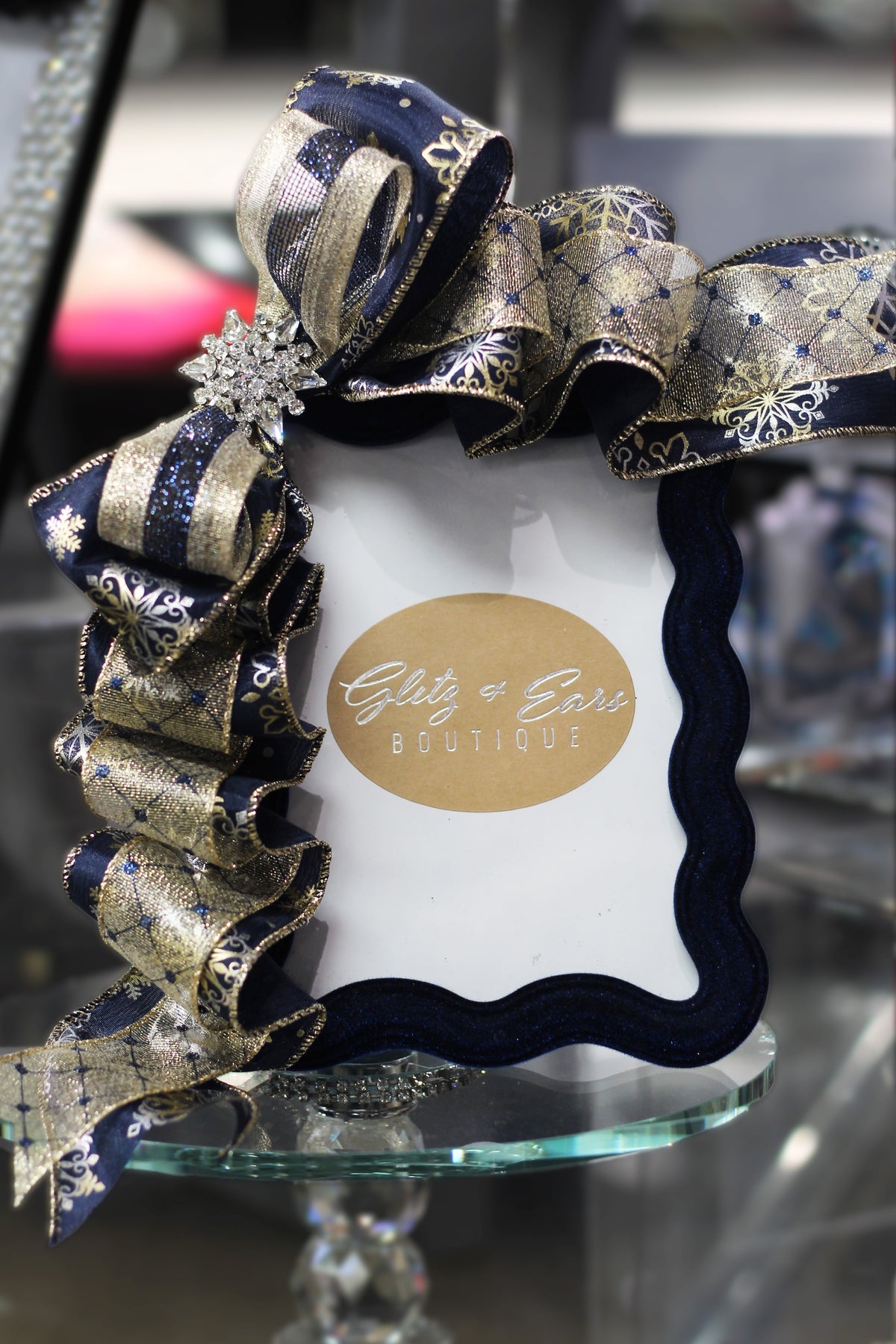 Velvet Wave Picture Frame w/ Ribbon Accent