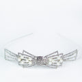 Large Open Rhinestone Bow Scatter Pearl Metal Headband - Glitz & Ears Boutique