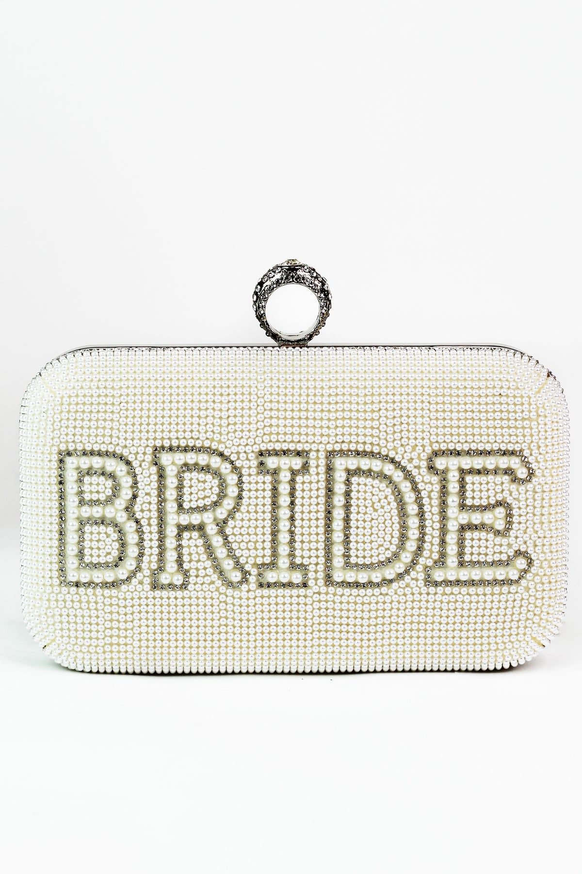Pearl & Rhinestone "Bride" Clutch w/ Ring Closure