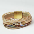 Thin Barrel Beads Stones Strips & Pave Infinity Magnetic Bracelet