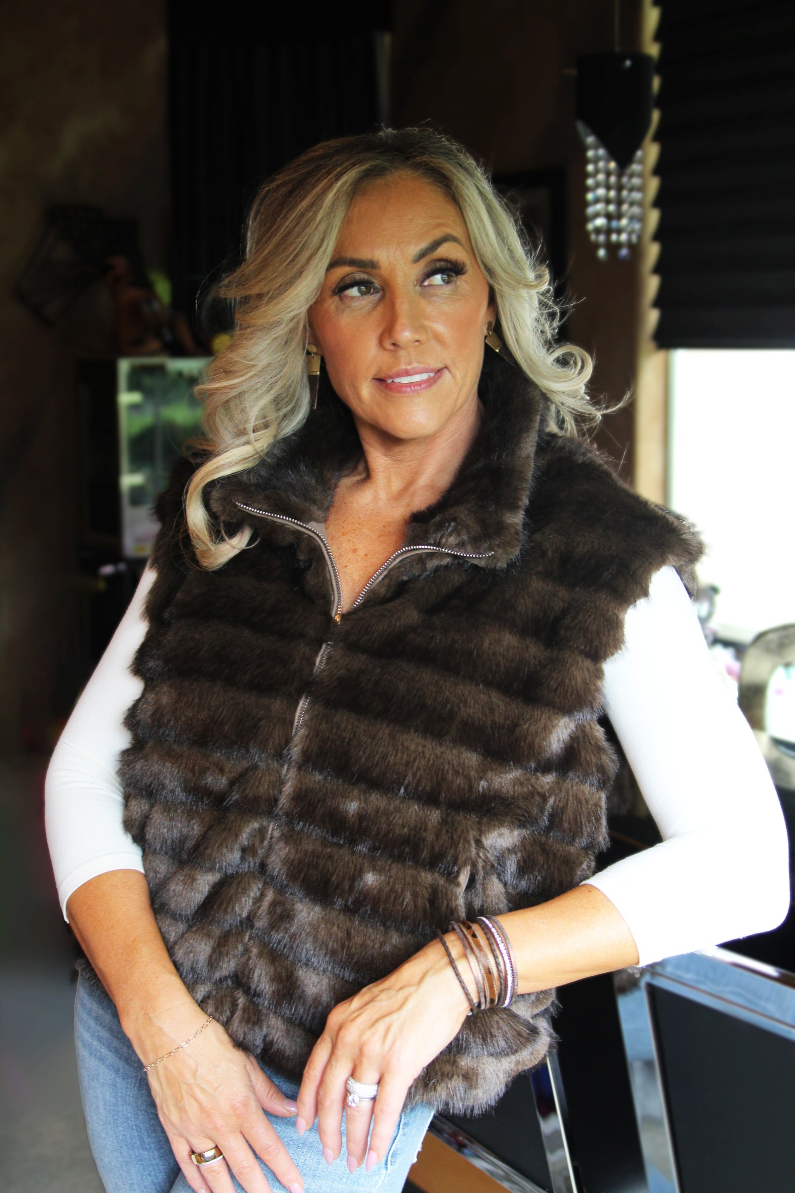 Front Zip Faux Fur Vest