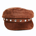 Faux Suede Military Cap w/ Stud Accents
