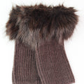 Fur Trimmed Knit Fingerless Gloves