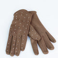 Faux Suede Gloves w/ Rhinestone Accents