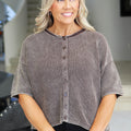 Washed Ribbed Short Sleeve Cardigan