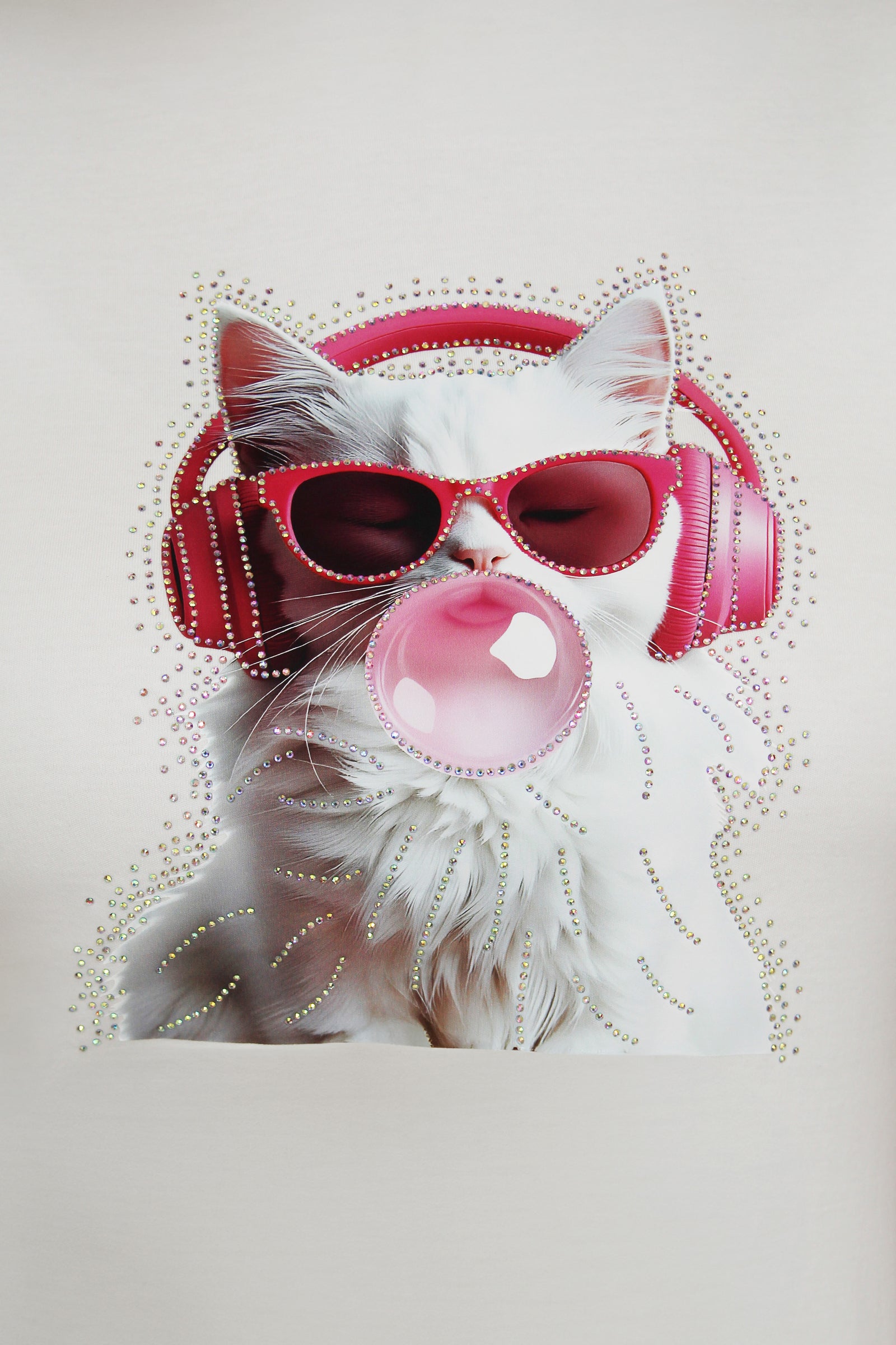 Cat w/ Headphones & Bubble Gum T-Shirt