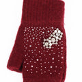 Fingerless Gloves w/ Scattered Rhinestones & Pearl Cluster