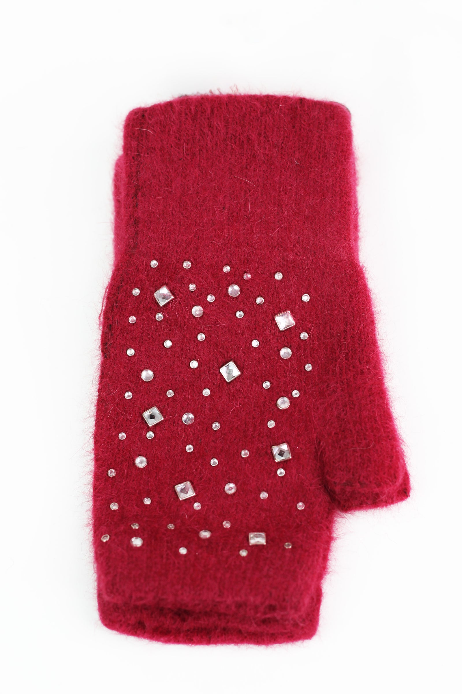 Fingerless Gloves w/ Scattered Square & Round Rhinestuds