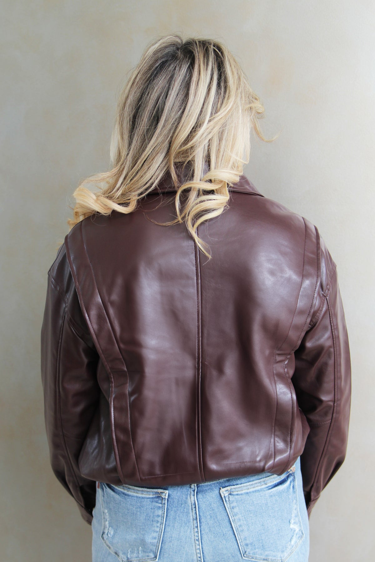 Faux Leather Bomber Jacket