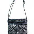 Sunburst Around Large Center Stone Rhinestone Messenger Purse