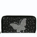 Rhinestone Butterfly Zippered Wallet