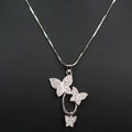 3 Rhinestone Butterflies Necklace