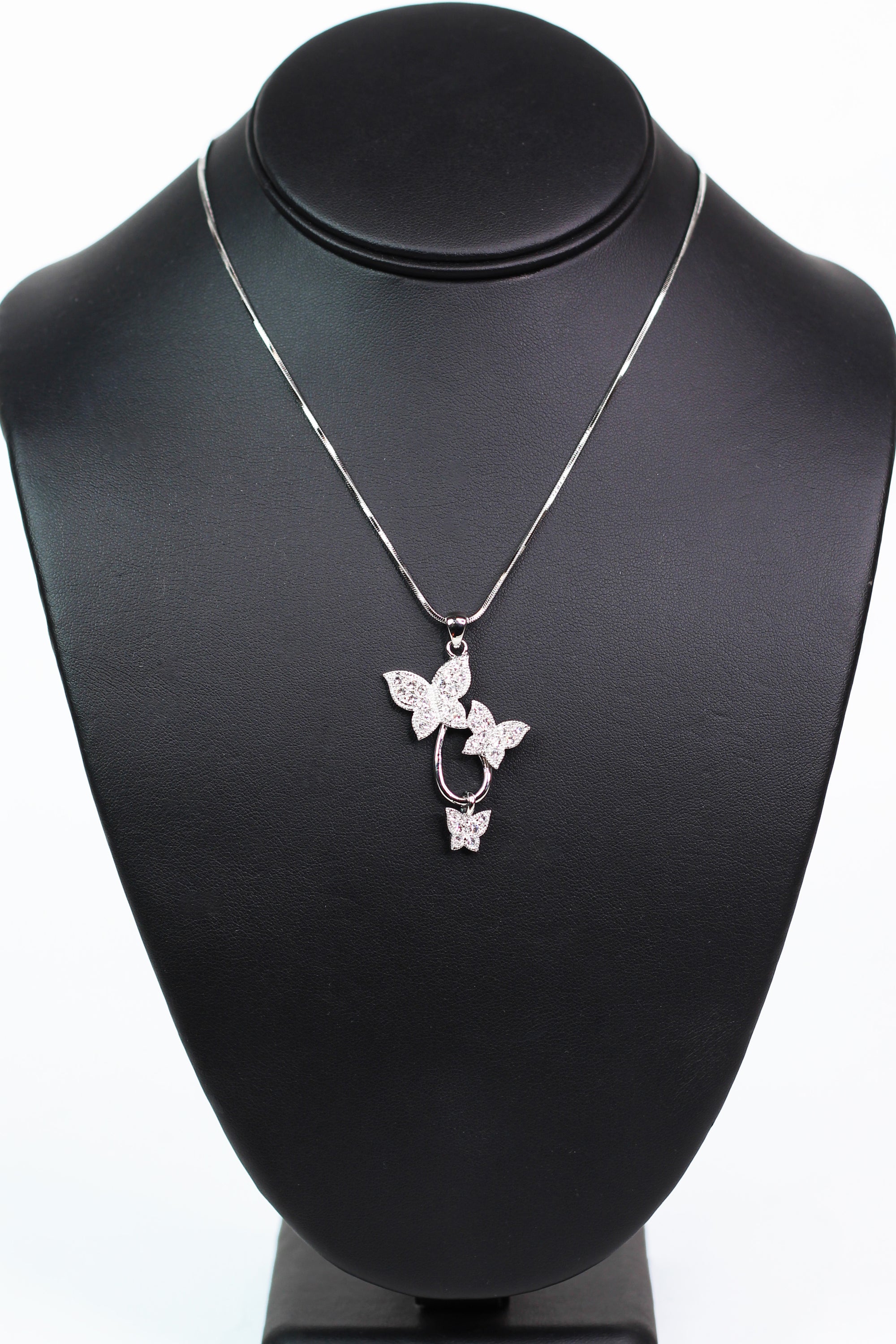 3 Rhinestone Butterflies Necklace