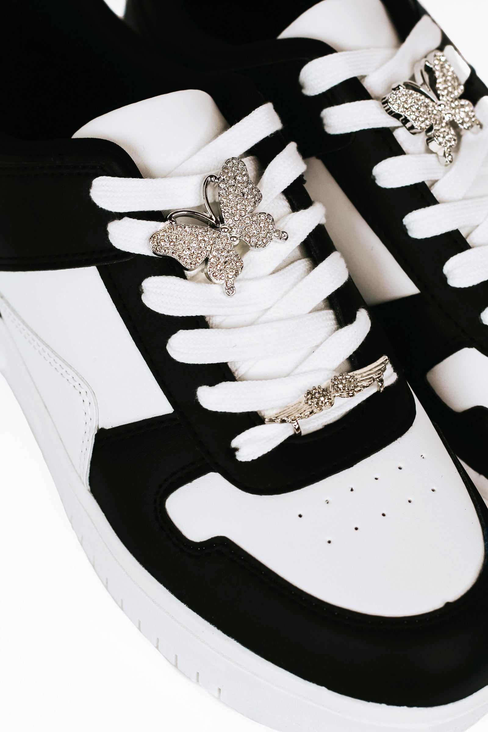 Black & White Sneaker w/ Butterfly & Wing Accent