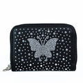 Butterfly Rhinestone Scatter Small Zip Around Wallet