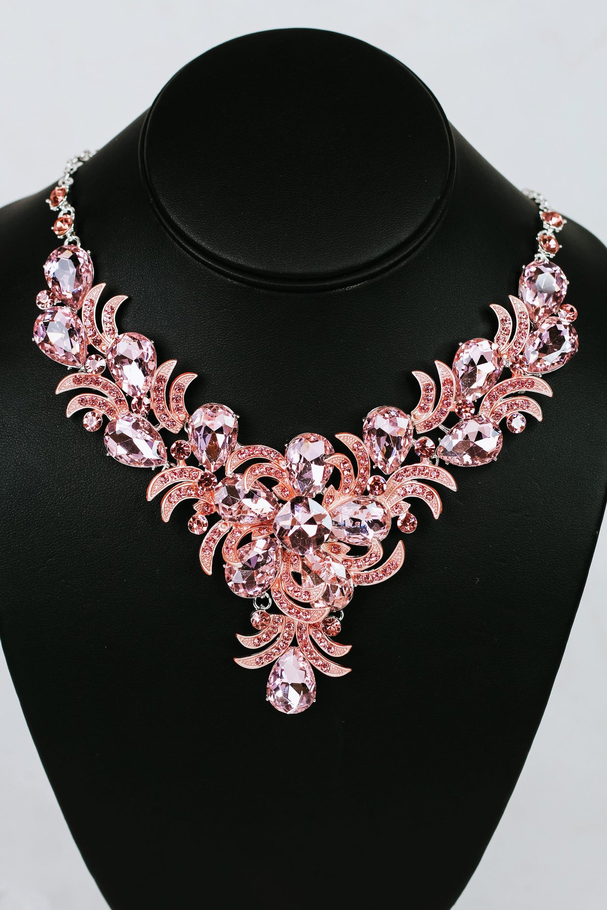 Teardrop Round &amp; Pave Statement Necklace