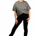 Leopard Print Black Studded Oversized T-Shirt