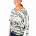 V-Neck Lightweight Knit Camo Sweater