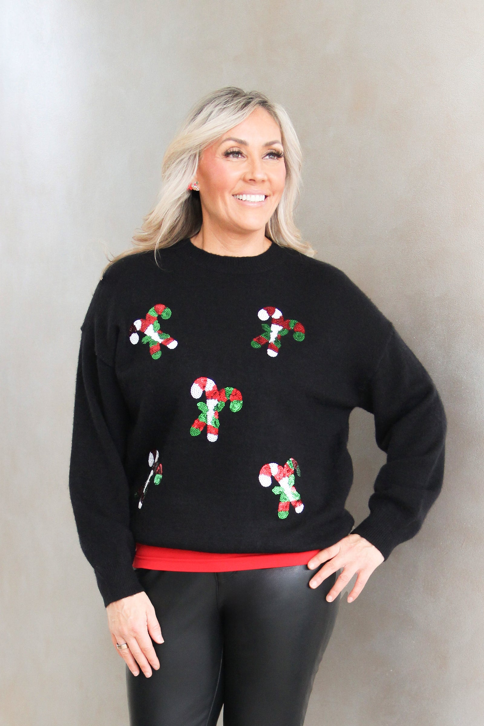 Candy Cane Festive Sequin Sweater