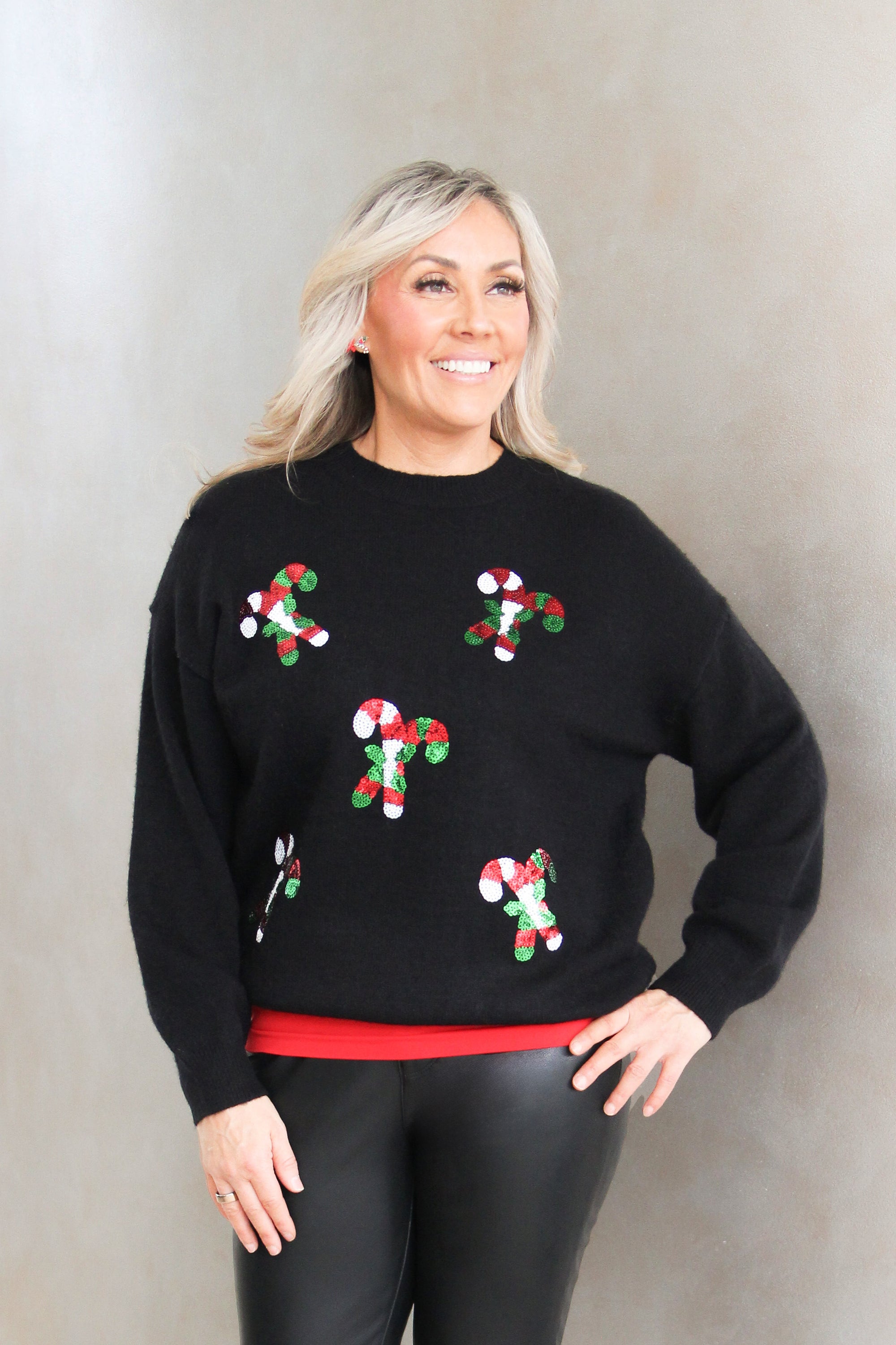 Candy Cane Festive Sequin Sweater