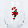 Candy Cane Rhinestone Stemless Wine Glass