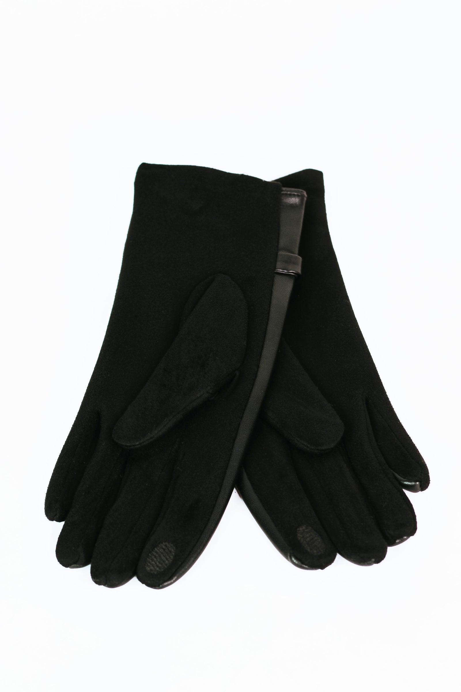 Faux Leather Gloves w/ Chain Link Accent