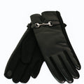 Faux Leather Gloves w/ Chain Link Accent
