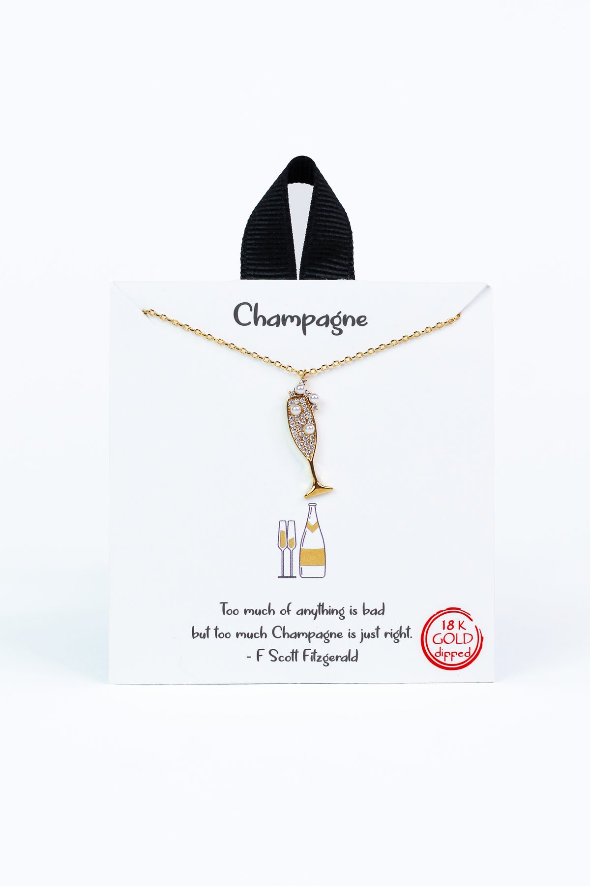 Bubbling Champagne Glass Dainty Necklace