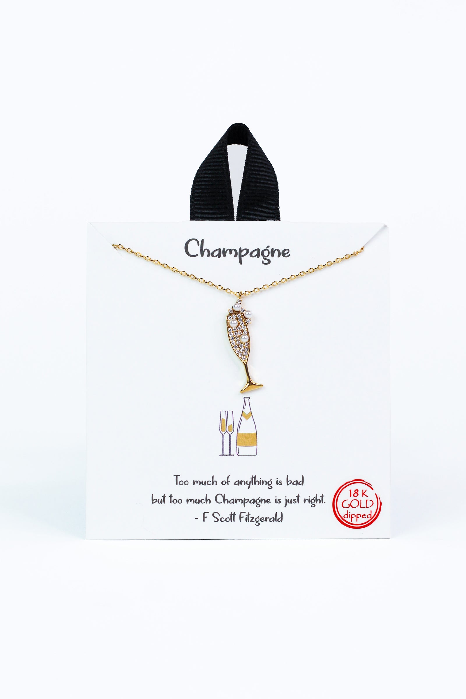 Bubbling Champagne Glass Dainty Necklace