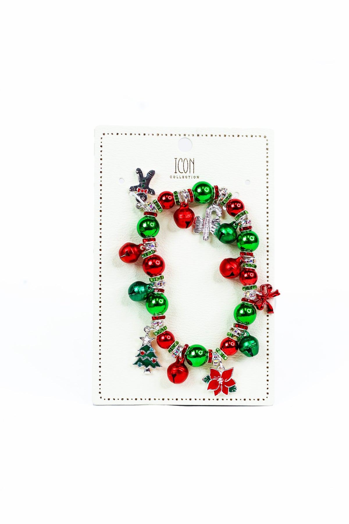 Multi Charm Poinsettia Middle Christmas Bracelet