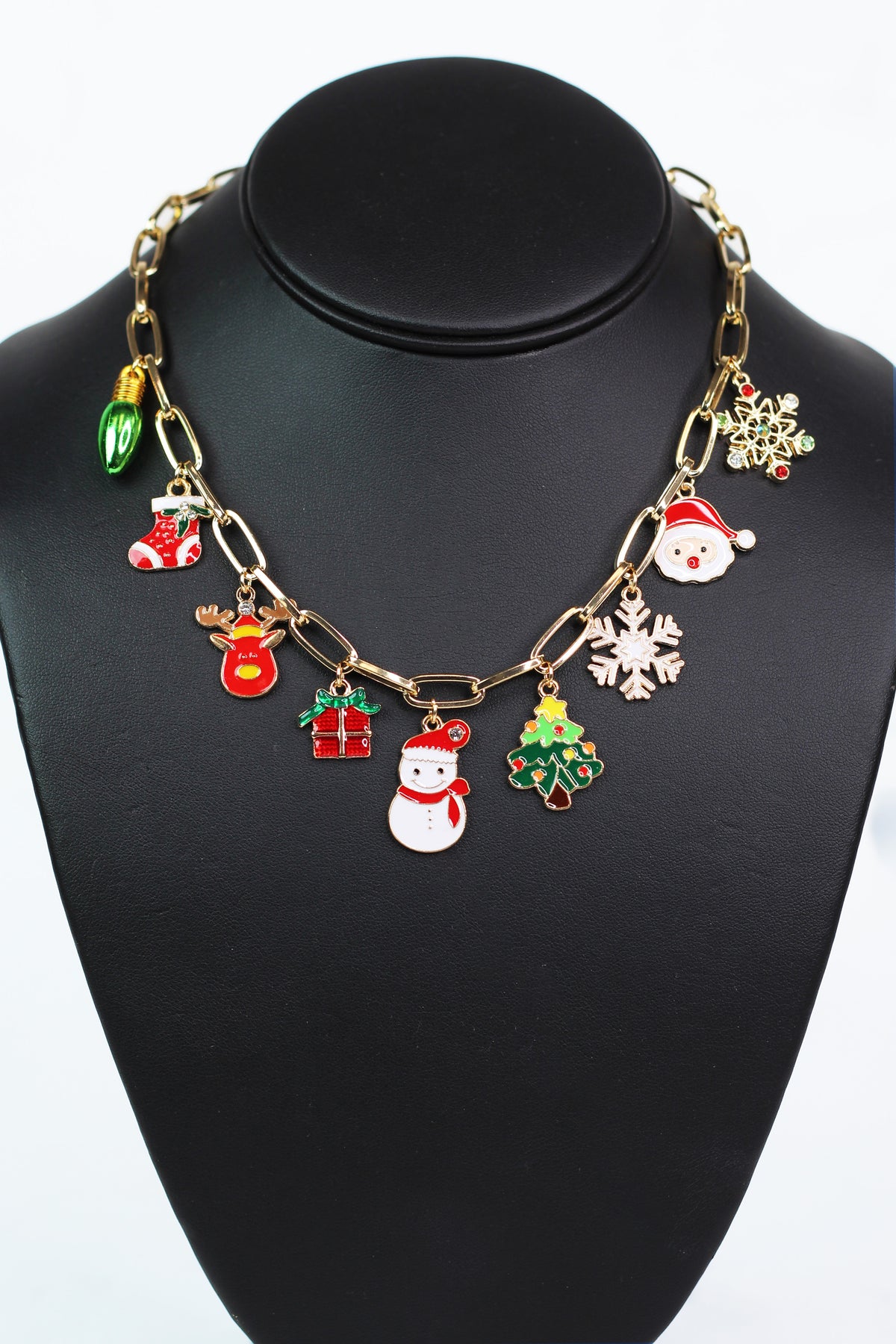 Chain Link Necklace w/ Christmas Charms