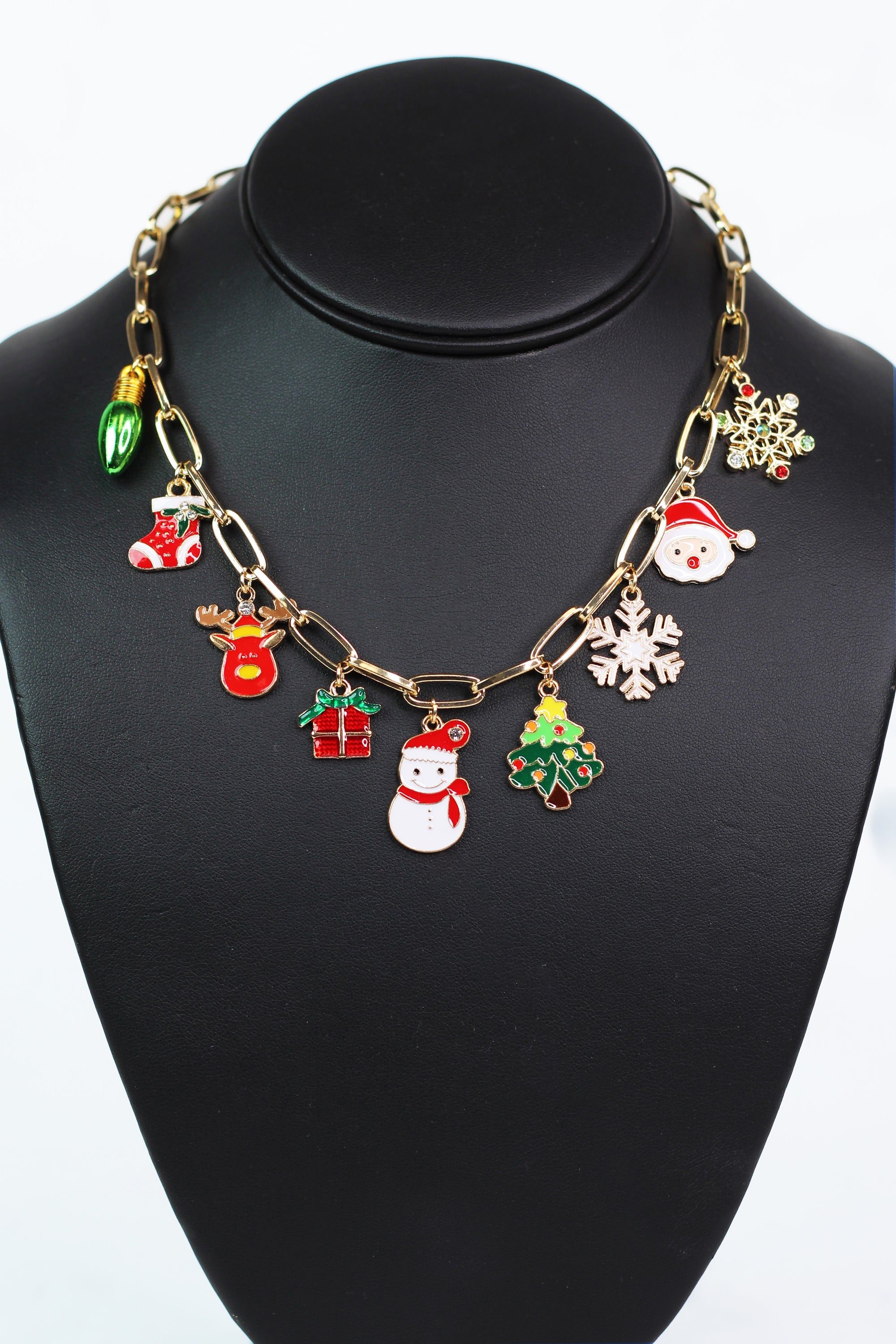 Chain Link Necklace w/ Christmas Charms