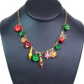 Christmas Bows Bulbs & Snowflakes Charm Necklace