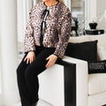 Leopard Jacket w/ Bow Front Ties and Pockets