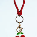 Rhinestone. Thick Loop & Cherries Key Chain