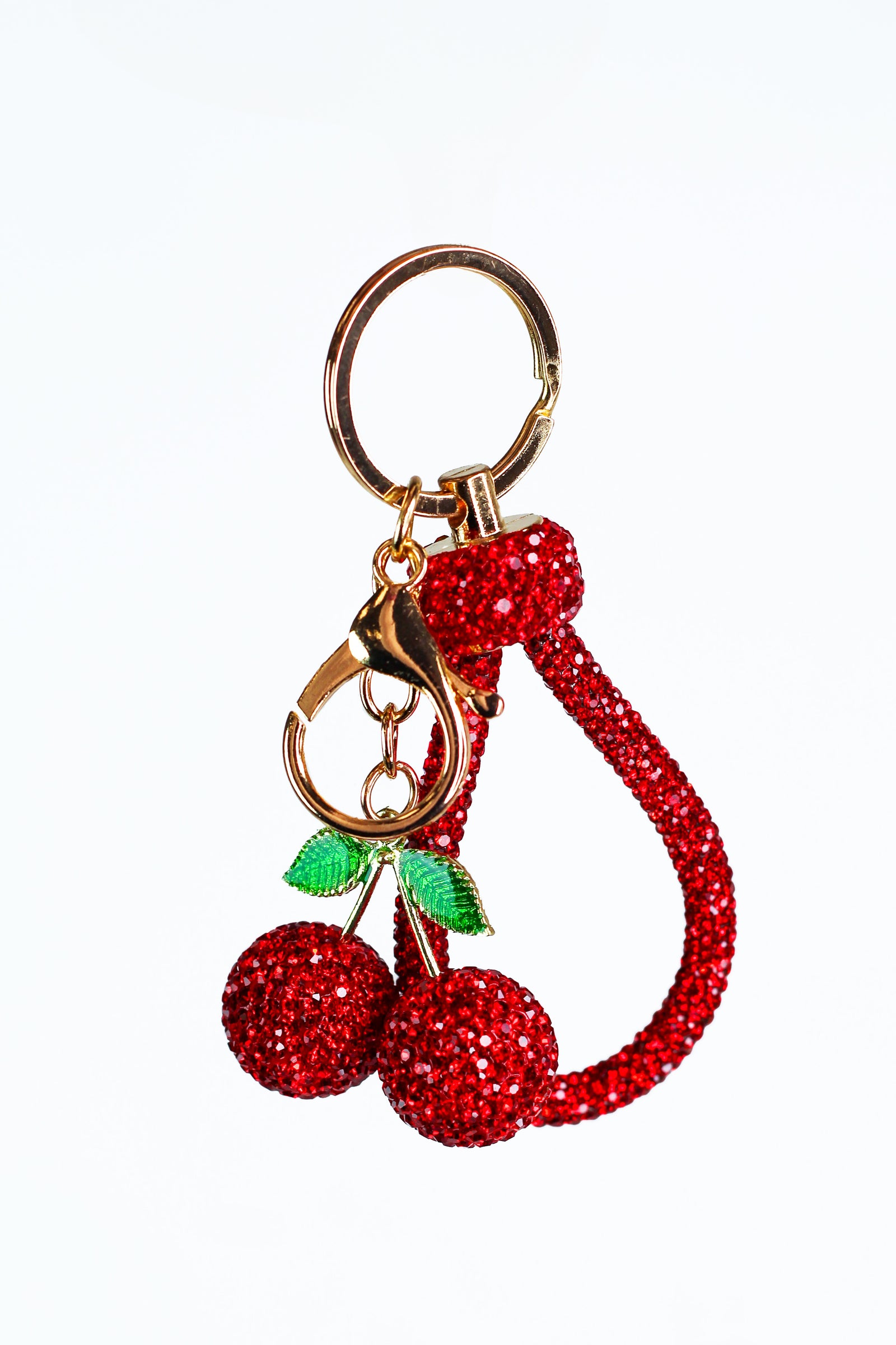 Rhinestone. Thick Loop & Cherries Key Chain