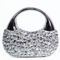 Chrome Handbag w/ Chunky Rhinestones On Front