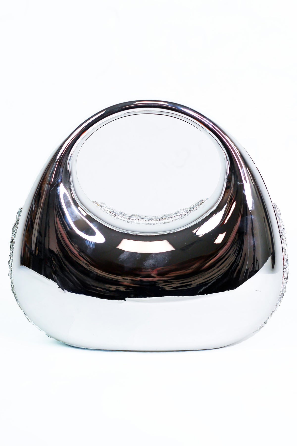 Chrome Handbag w/ Chunky Rhinestones On Front