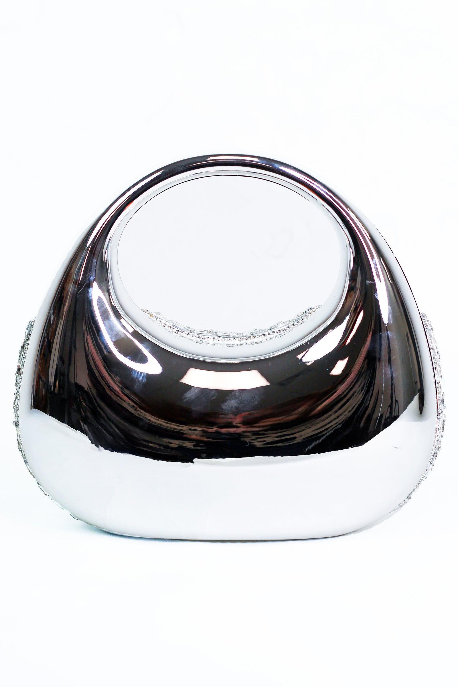 Chrome Handbag w/ Chunky Rhinestones On Front