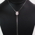 Short Rhinestone Oval Lariat Necklace