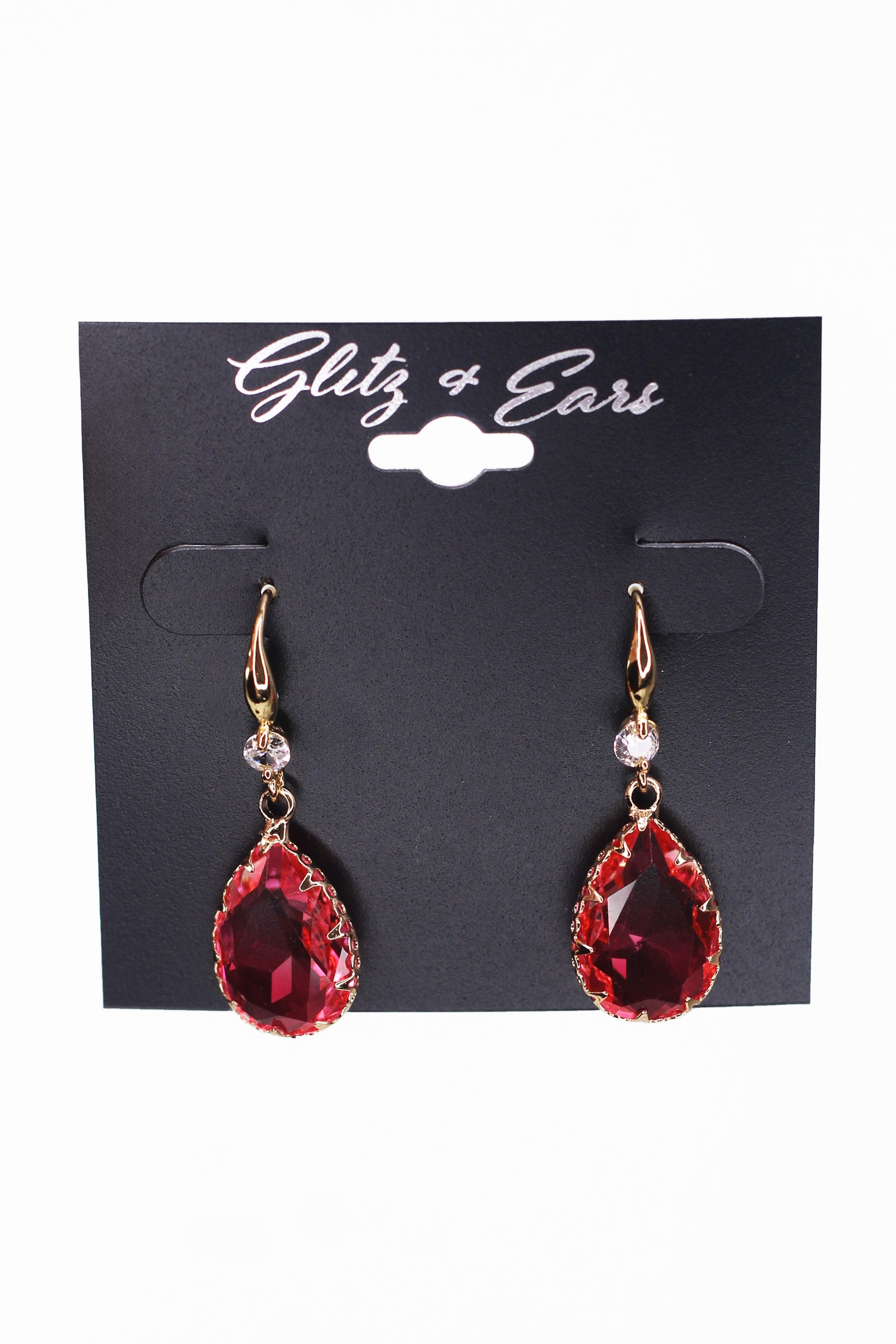 Rhinestone & Two Tone Teardrop Earrings