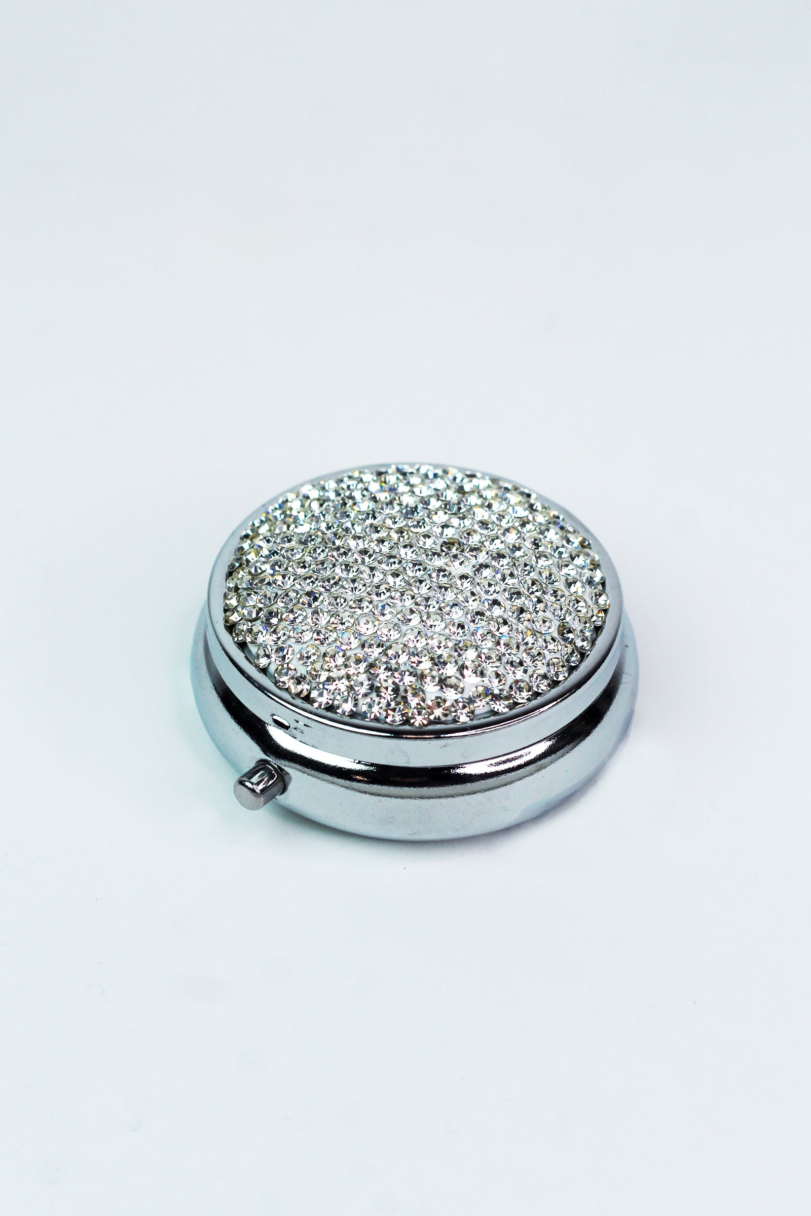 All Rhinestone Top Round Pill Box - Glitz & Ears Boutique